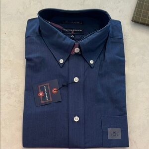 Saddlebred Blue Casual Button Down Shirt with Smooth Fabric
